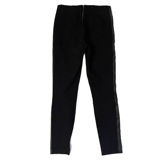 J Crew Pixie Pant Leggings Leather Tuxedo Stripe sz 6 Black Exposed Back Zipper - Picture 2 of 12